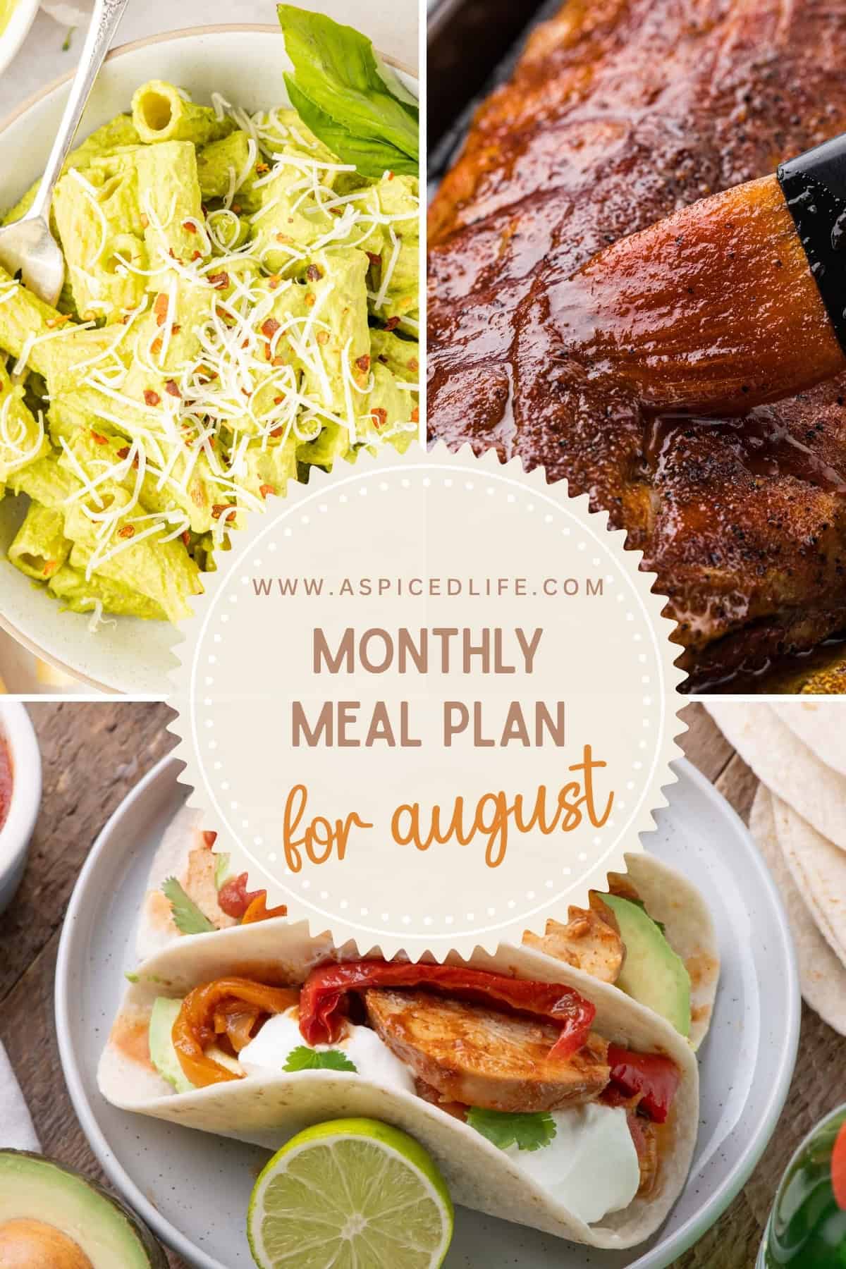 collage of 3 recipes for the July Meal Plan