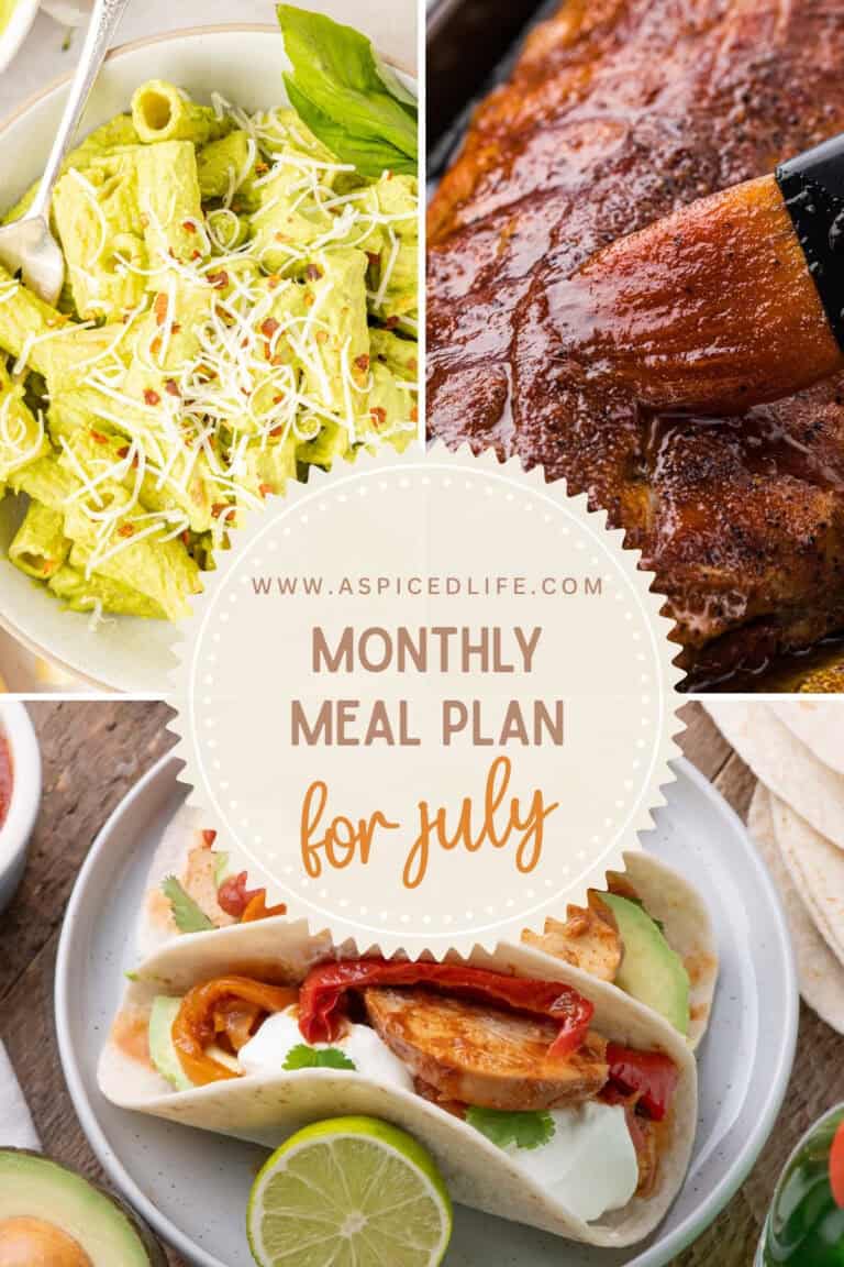 collage of 3 recipes for the July Meal Plan