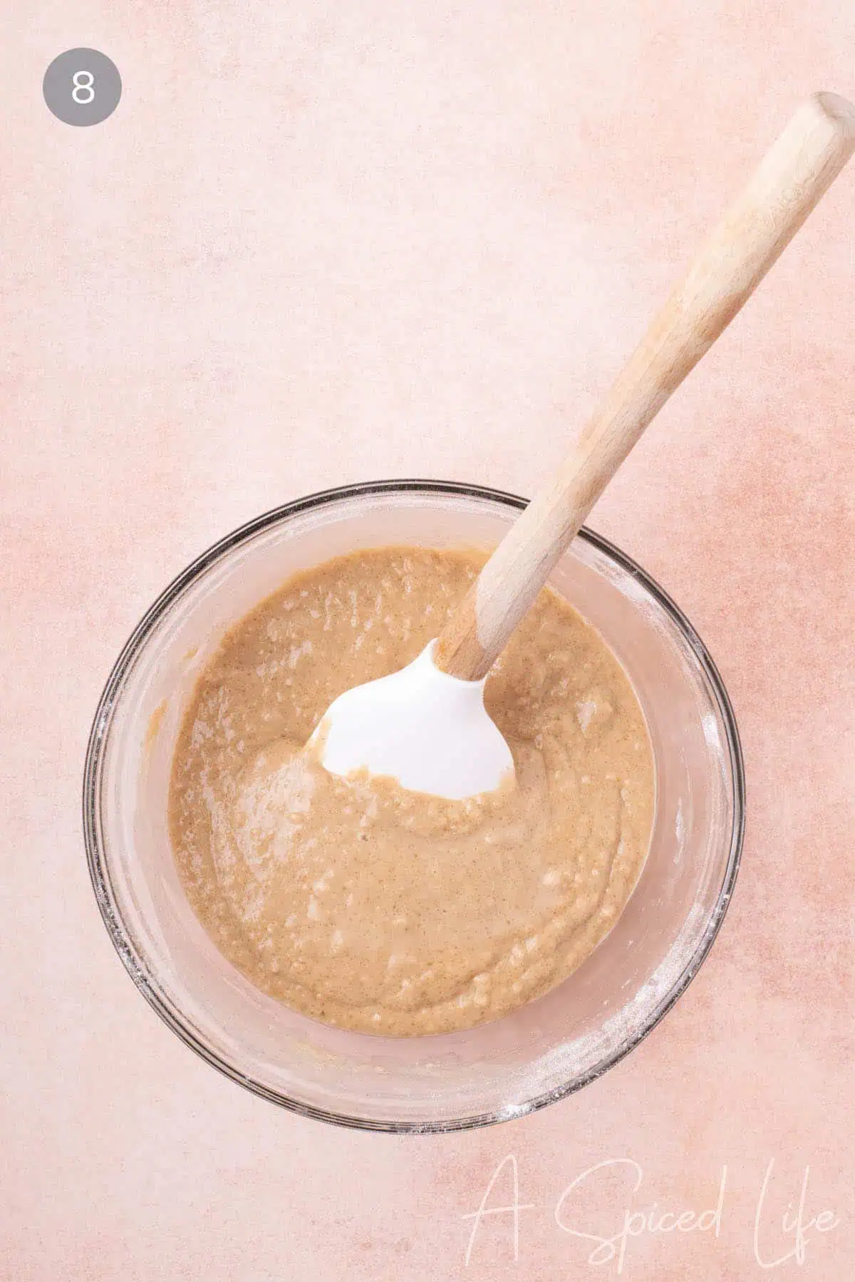 Mixed batter for the topping on the summer peach cobbler.